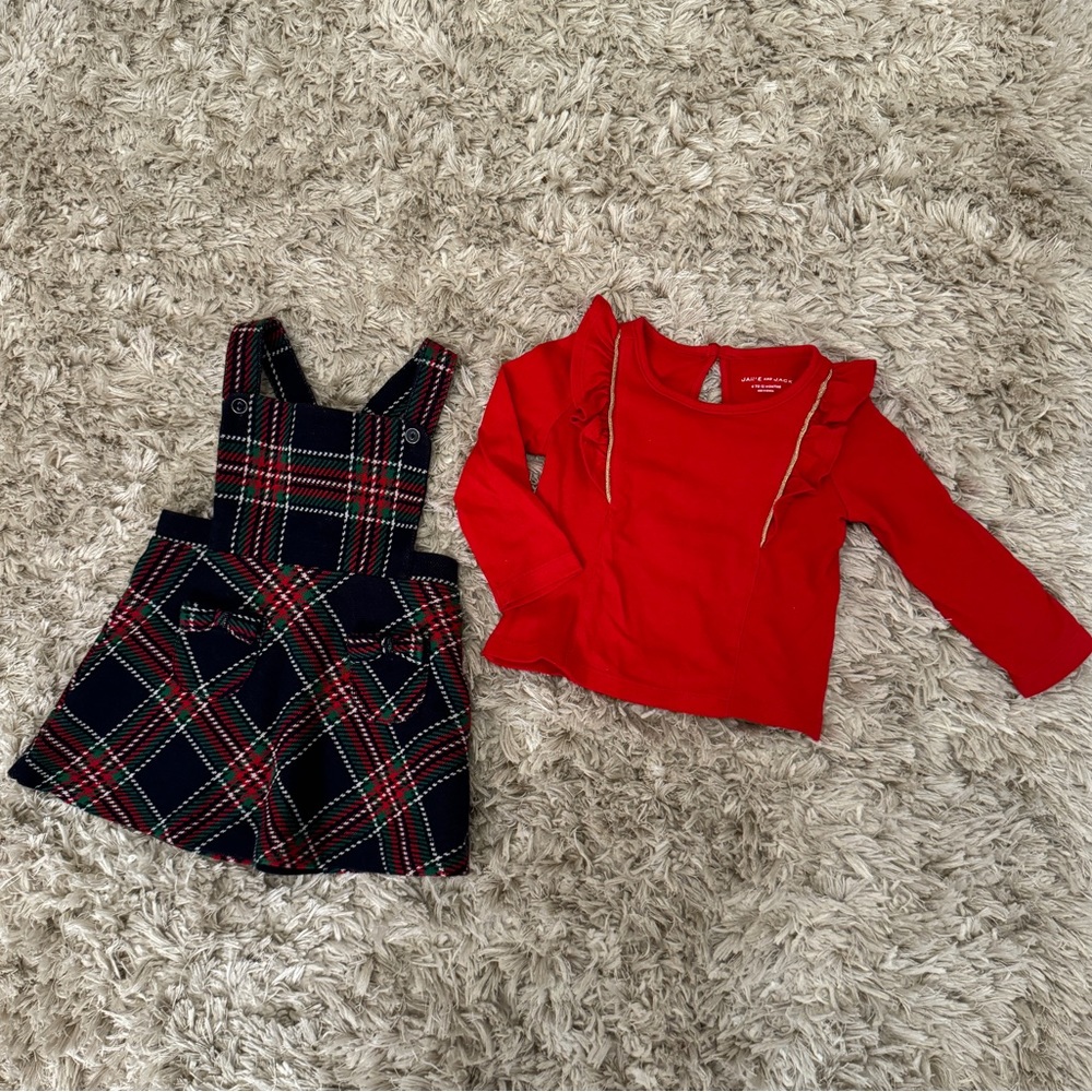 Janie and Jack Plaid Jumper and Long Sleeve Top